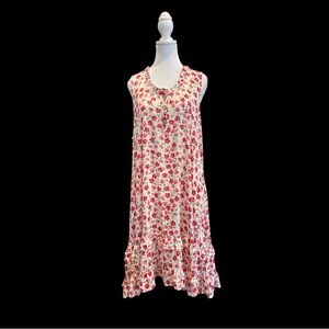 Joli Clothes Vancouver XL White Pink Floral Rayon Hi-Low Dress Cottagecore
